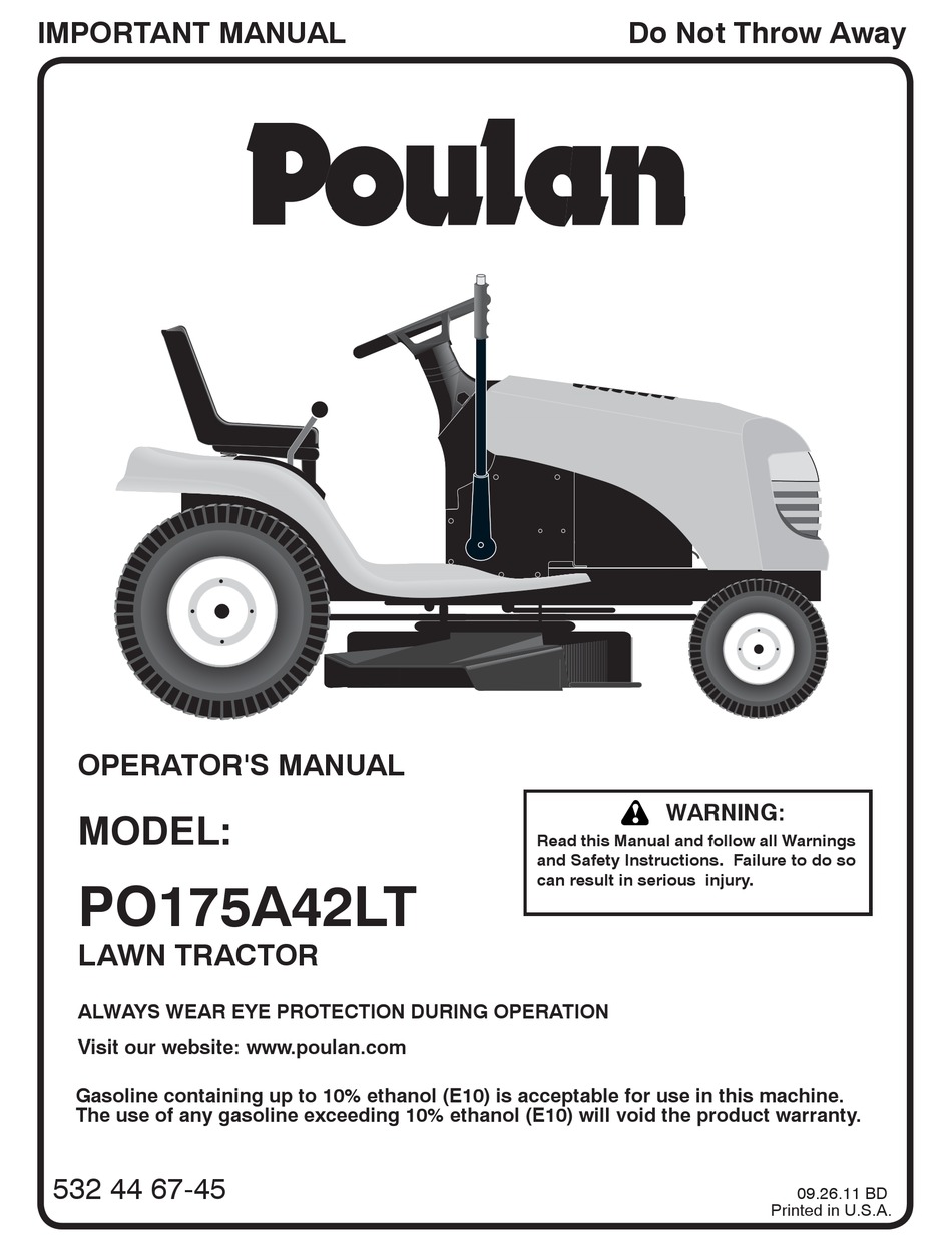 Poulan 42 inch 17.5 hp riding lawn mower hot sale