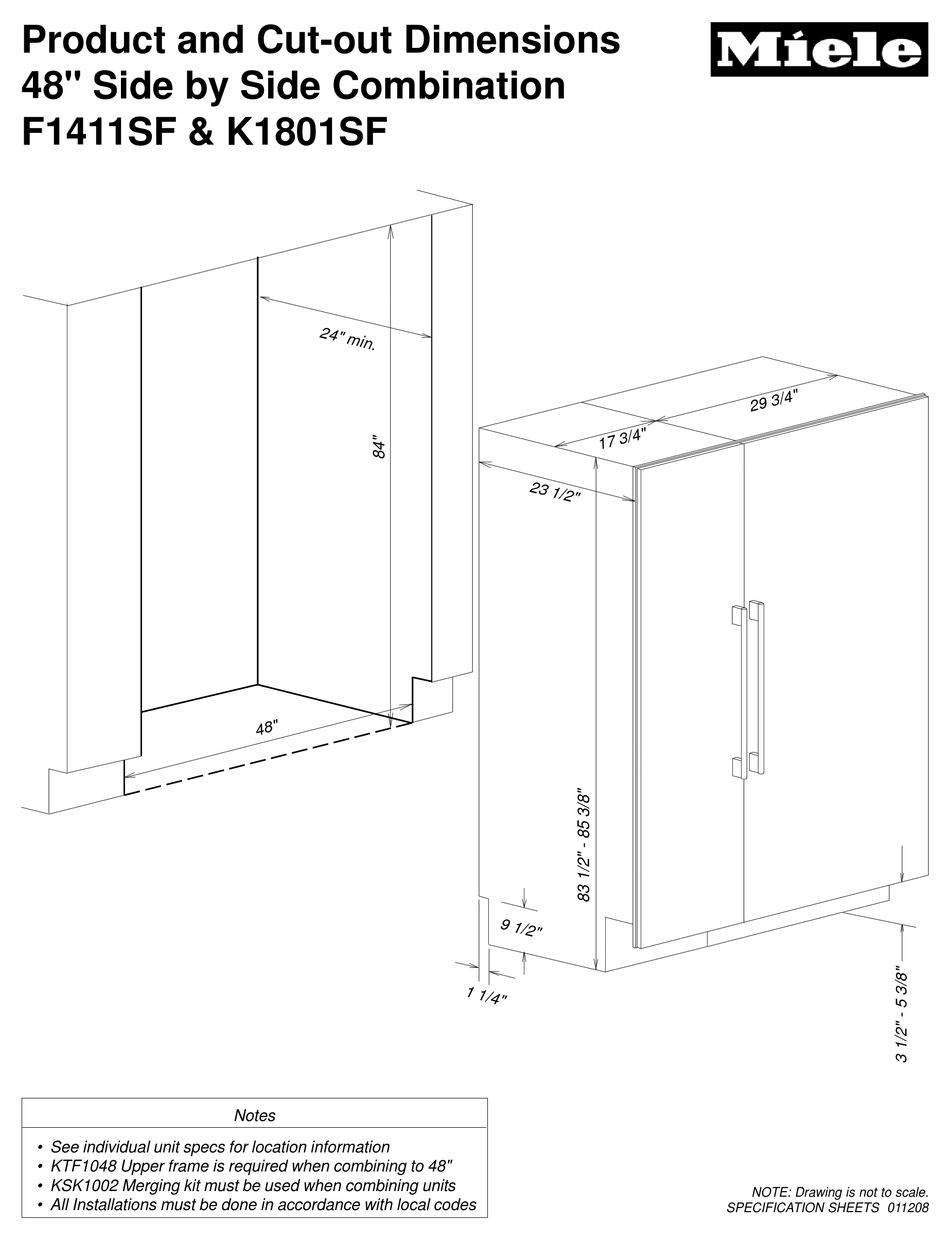 Miele K 1801 Sf Specification Pdf Download Manualslib