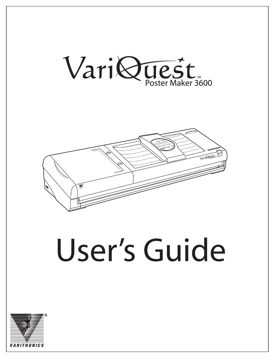 VARIQUEST POSTER MAKER 3600 USER MANUAL Pdf Download ManualsLib