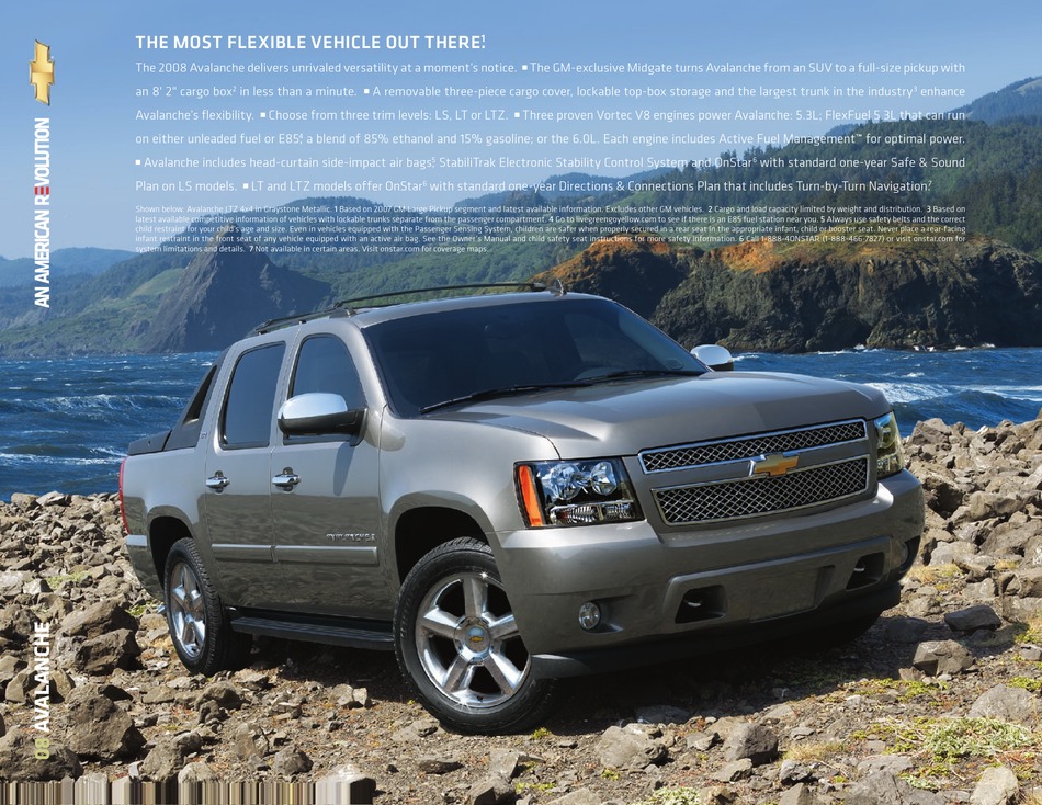 CHEVROLET 2008 CHEVY AVALANCHE SPECIFICATIONS Pdf Download ManualsLib