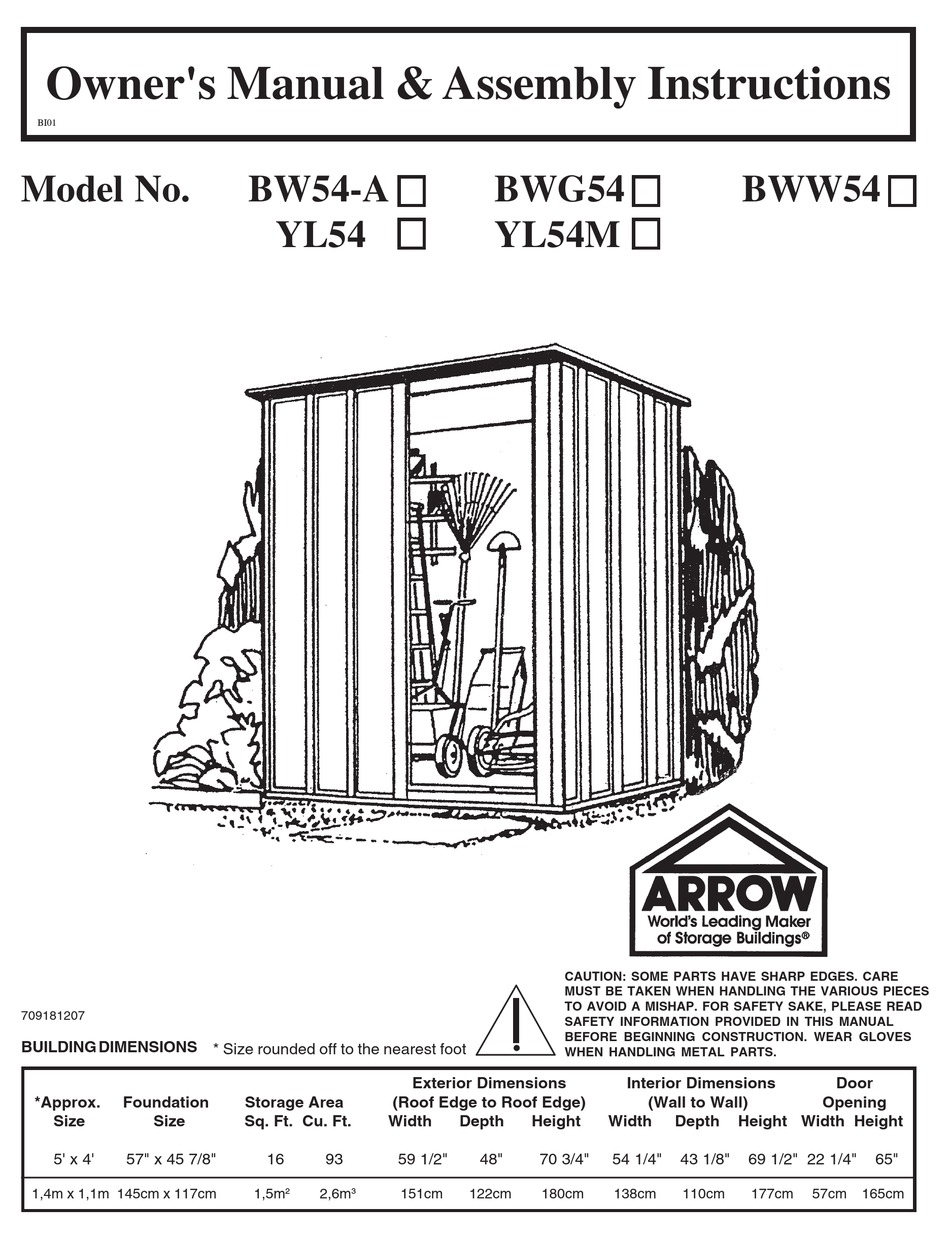 ARROW GROUP INDUSTRIES BW54A OWNER