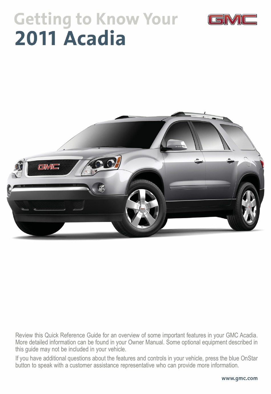 GMC ACADIA 2011 QUICK REFERENCE MANUAL Pdf Download ManualsLib