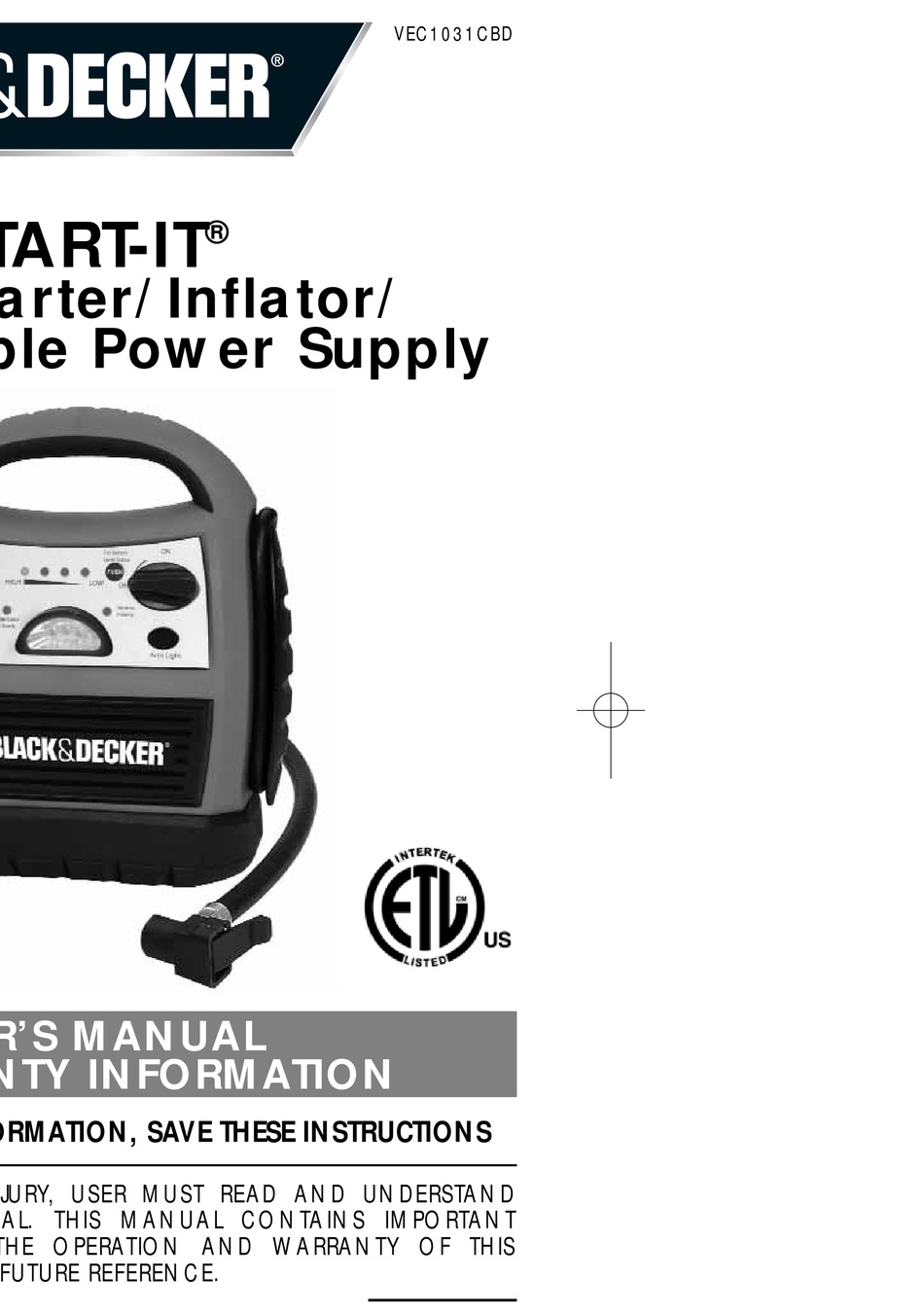 BLACK DECKER START IT USER S MANUAL WARRANTY INFORMATION Pdf