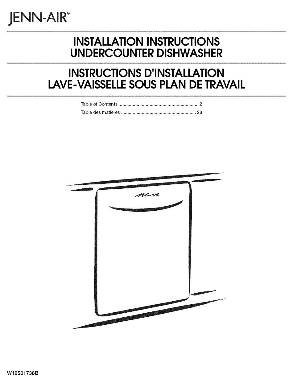 JENNAIR JDB8000AWB1 INSTALLATION INSTRUCTIONS MANUAL Pdf Download