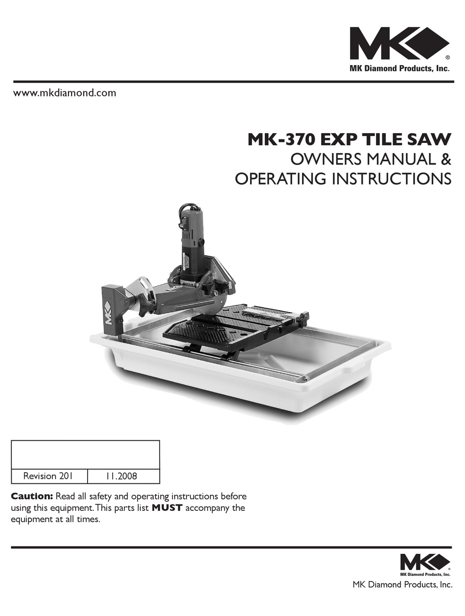 Mk Diamond Products Mk 370 Exp Owners Manual Operating Instructions Pdf Download Manualslib