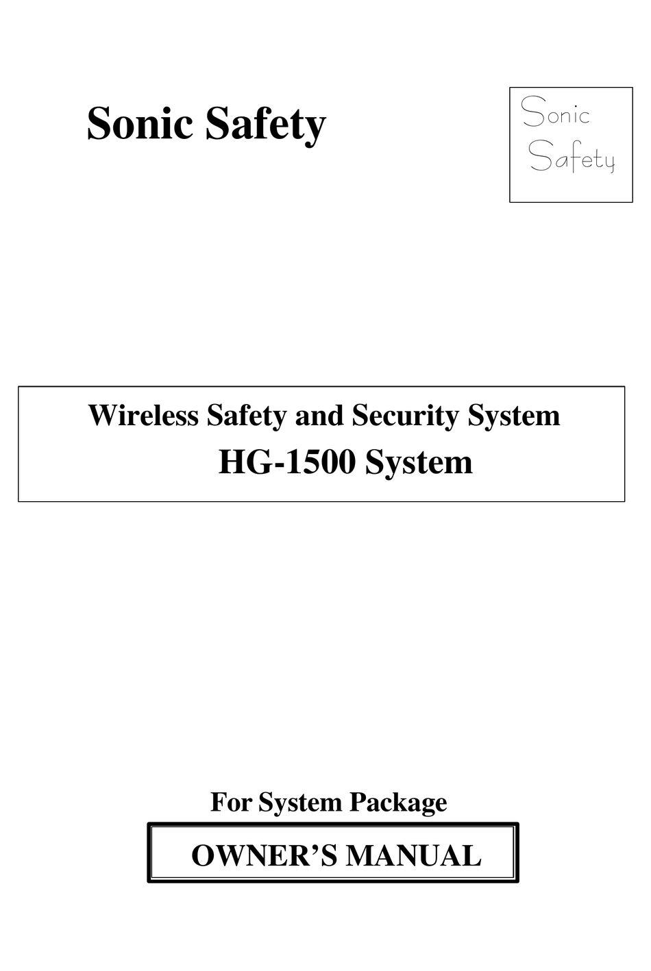 SONIC SAFETY HG1500 OWNER'S MANUAL Pdf Download ManualsLib