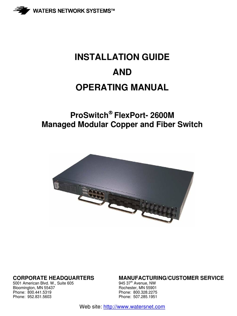 WATERS NETWORK SYSTEMS PROSWITCH FLEXPORT 2600M INSTALLATION MANUAL 