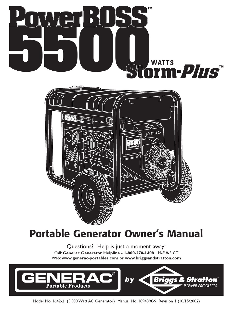 GENERAC POWER SYSTEMS POWERBOSS 5500 OWNER'S MANUAL Pdf Download