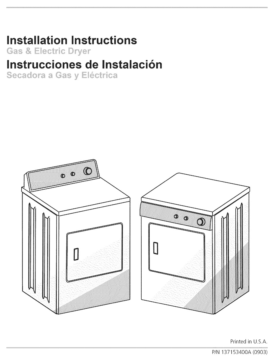 FRIGIDAIRE FRE5711KW0 INSTALLATION INSTRUCTIONS MANUAL Pdf Download