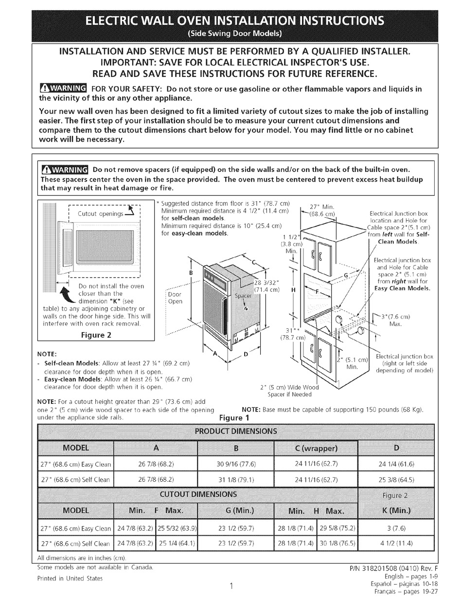 FRIGIDAIRE GLEB27Z7HBC INSTALLATION INSTRUCTIONS MANUAL Pdf Download