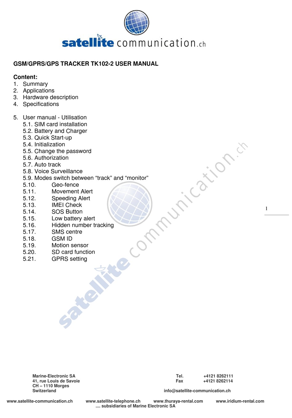 SATELLITE COMMUNICATION TK1022 USER MANUAL Pdf Download ManualsLib