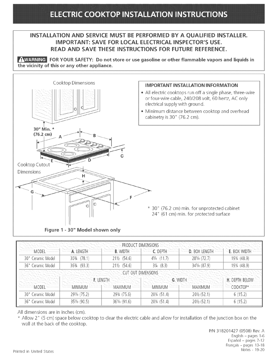 FRIGIDAIRE GLEC36S9EBC INSTALLATION INSTRUCTIONS MANUAL Pdf Download