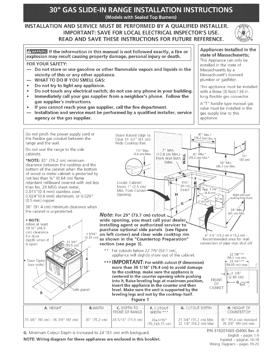 FRIGIDAIRE FGS367DSA INSTALLATION INSTRUCTIONS MANUAL Pdf Download