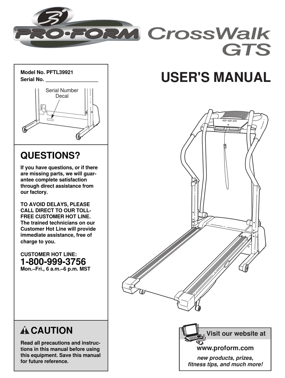 PRO FORM CROSSWALK GTS USER MANUAL Pdf Download ManualsLib