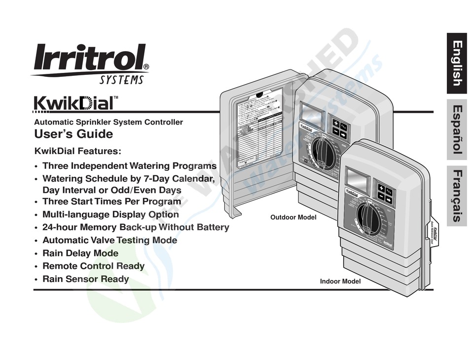 Irritrol Kwikdial User Manual Pdf Download Manualslib