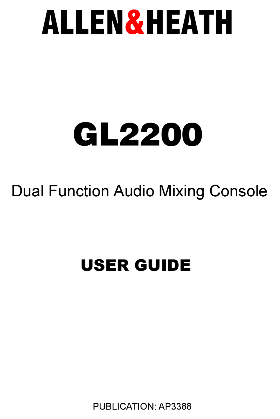 ALLEN & HEATH GL2200 USER MANUAL Pdf Download | ManualsLib