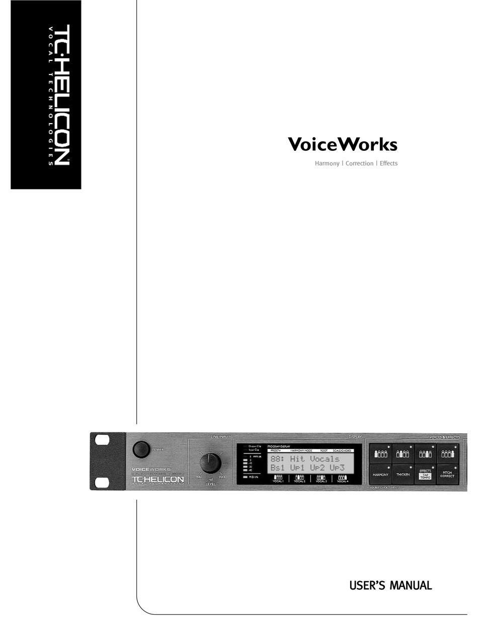 Tc Helicon Voiceworks User Manual Pdf Download Manualslib