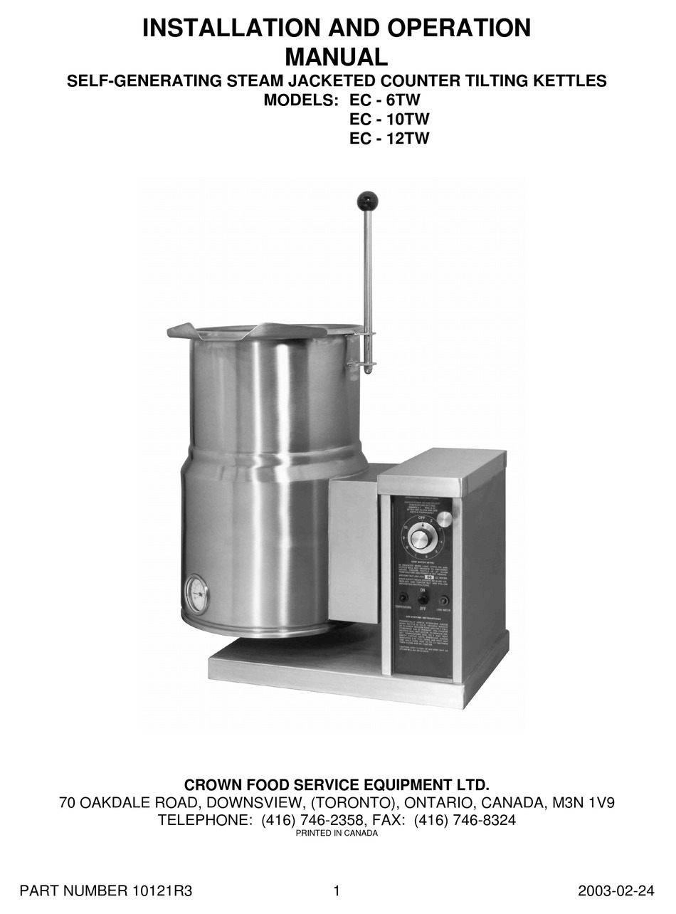 CROWN FOOD EC 6TW INSTALLATION AND OPERATION MANUAL Pdf Download