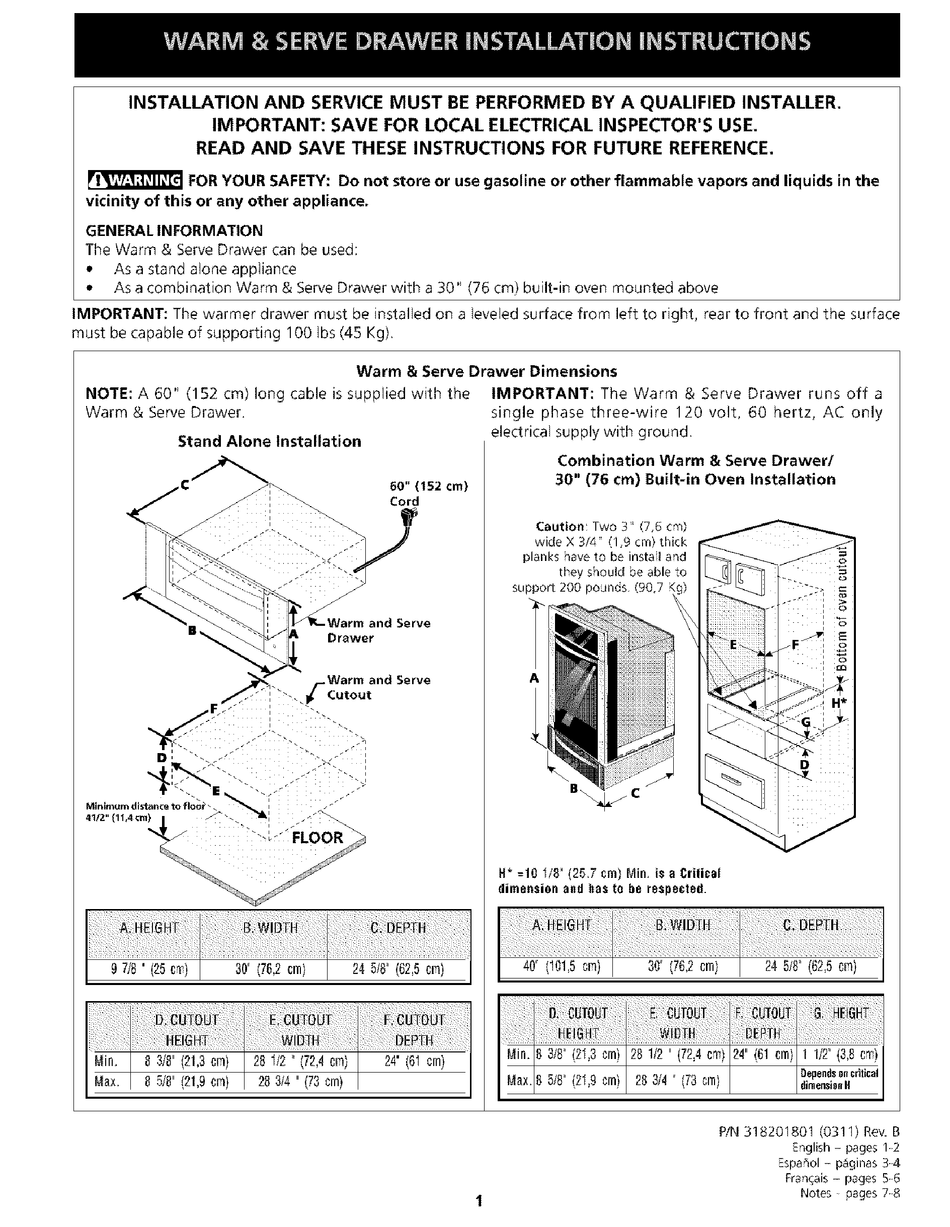 ELECTROLUX E30WD75DSS1 INSTALLATION INSTRUCTIONS MANUAL Pdf Download ...