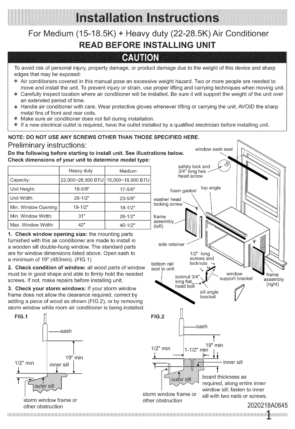 frigidaire lra157mt1 installation