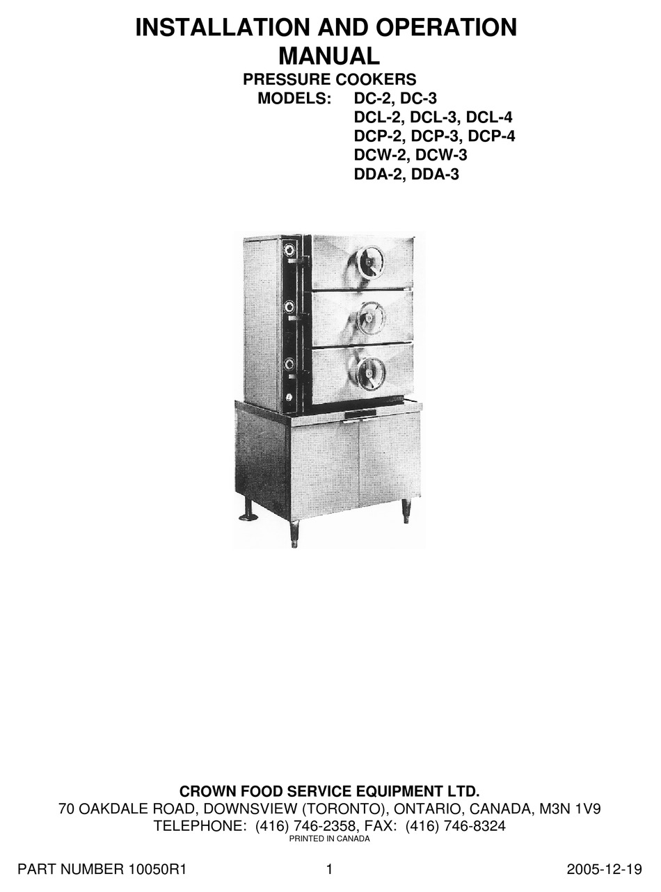 CROWN FOOD DC2 INSTALLATION AND OPERATION MANUAL Pdf Download ManualsLib