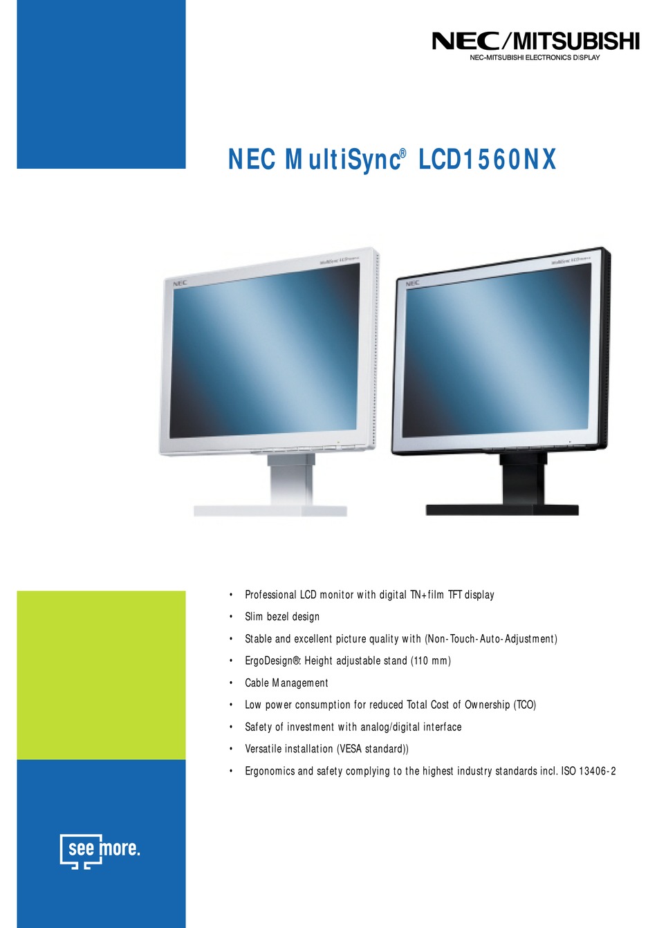 NEC MULTISYNC LCD1560NX SPECIFICATIONS 