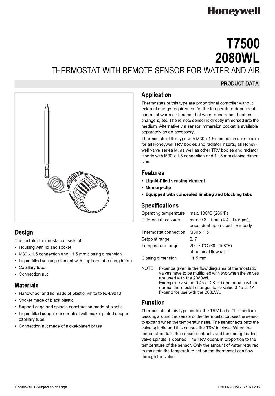 HONEYWELL 2080WL PRODUCT DATA Pdf Download | ManualsLib