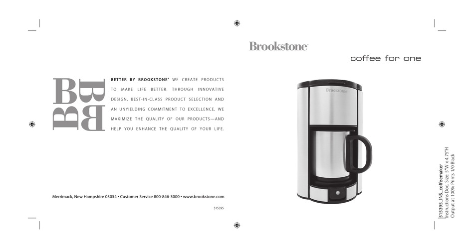 Brookstone Coffee For One Instruction Manual Pdf Download Manualslib