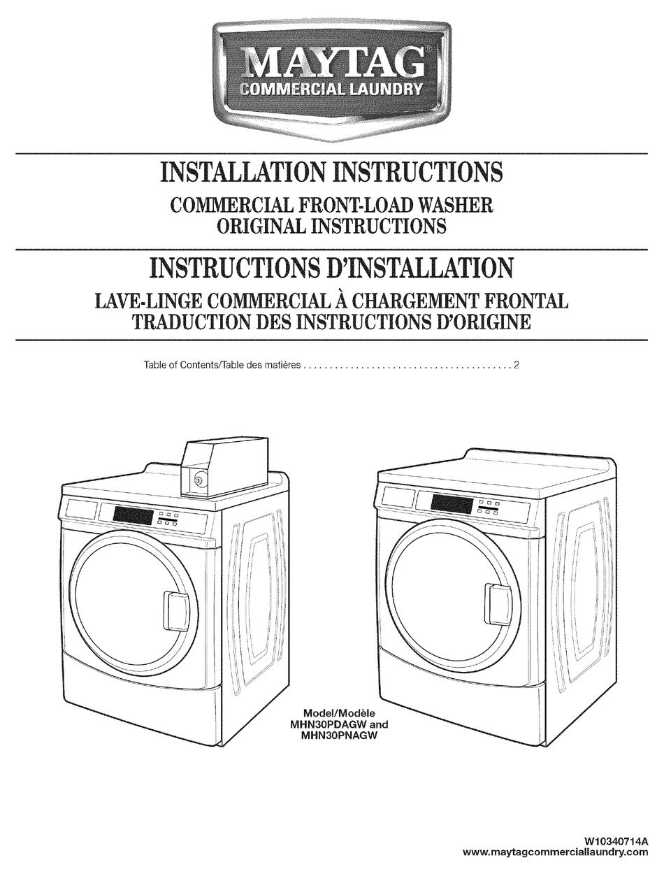 MAYTAG MHN30PDAGW INSTALLATION INSTRUCTIONS MANUAL Pdf Download