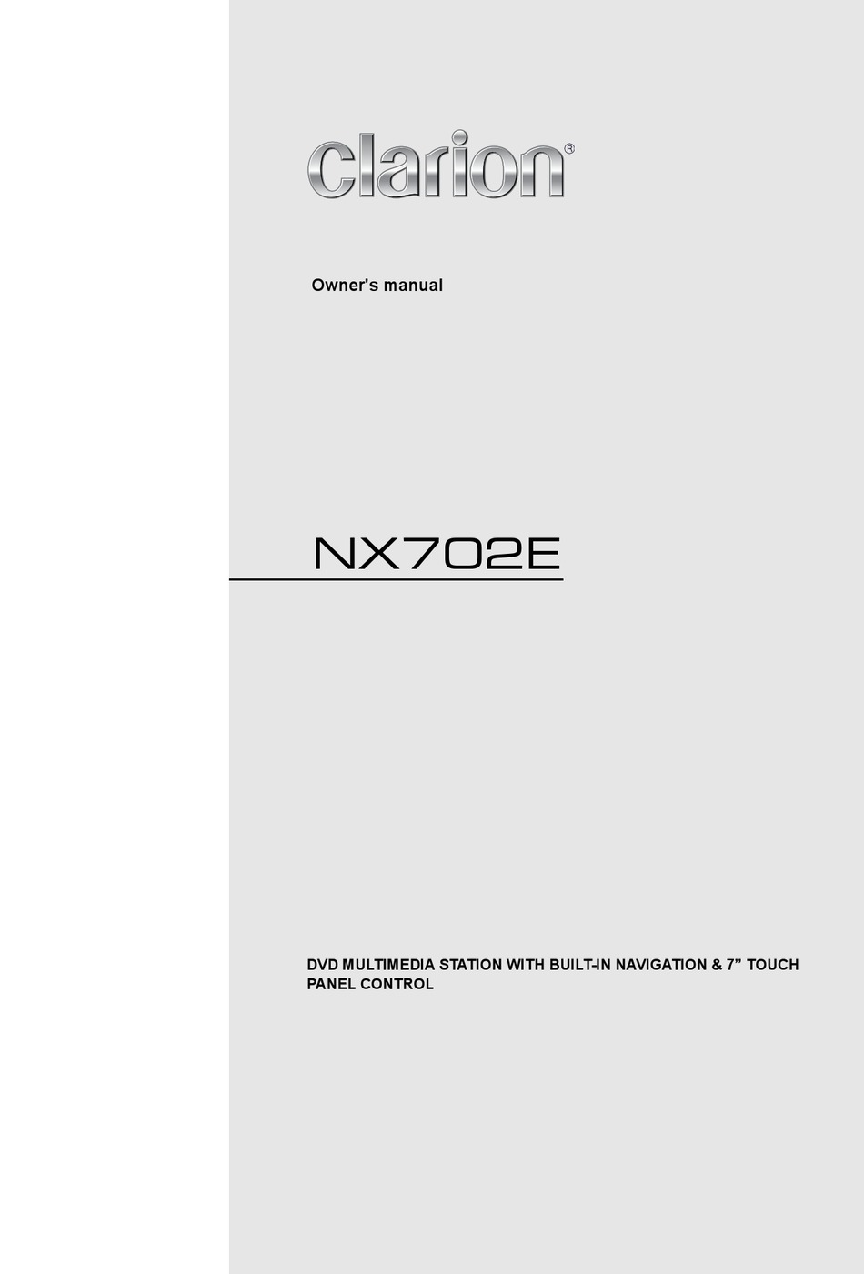 CLARION NX702E OWNER'S MANUAL Pdf Download | ManualsLib