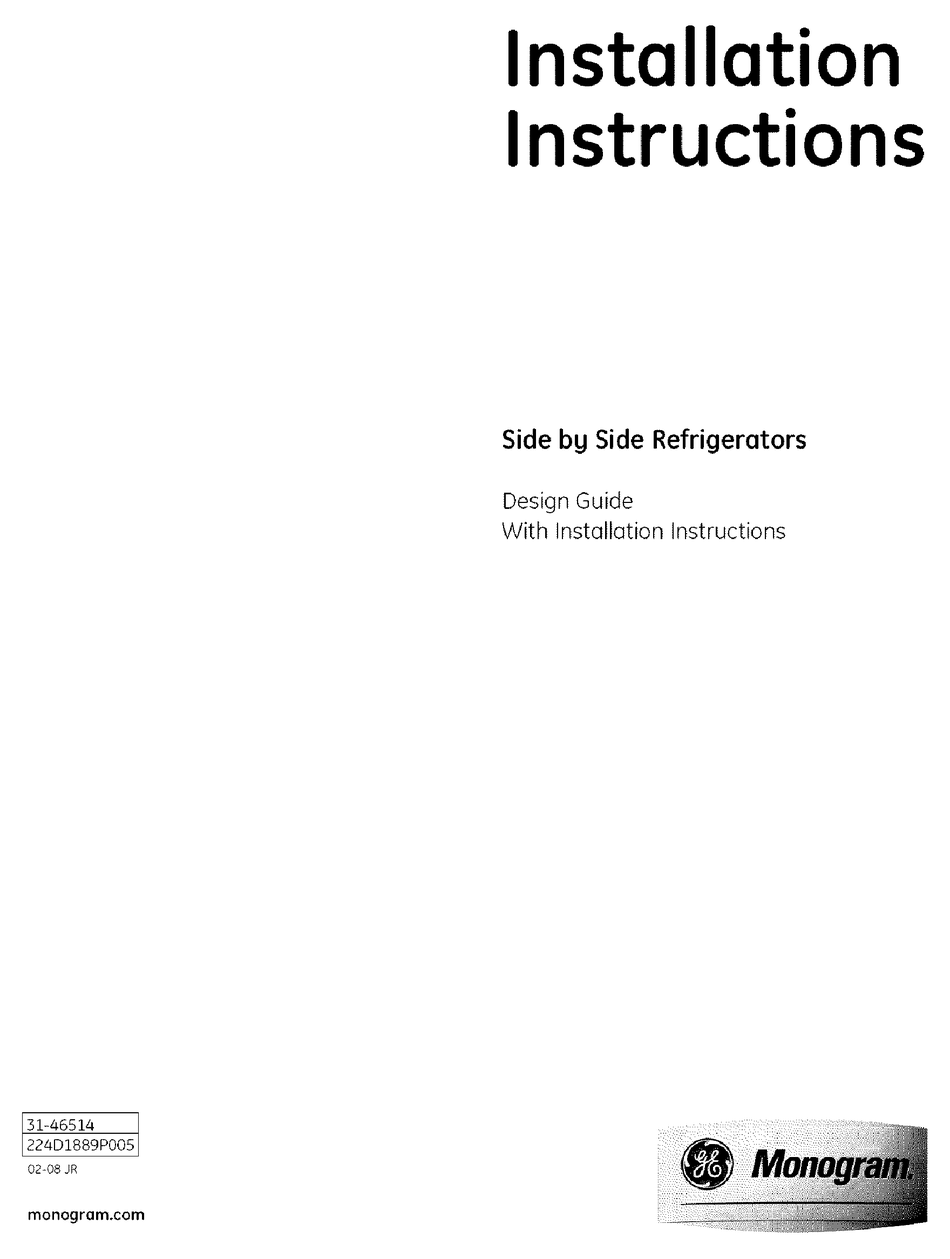 Ge Ziss480nxbss Installation Instructions Manual Pdf Download Manualslib