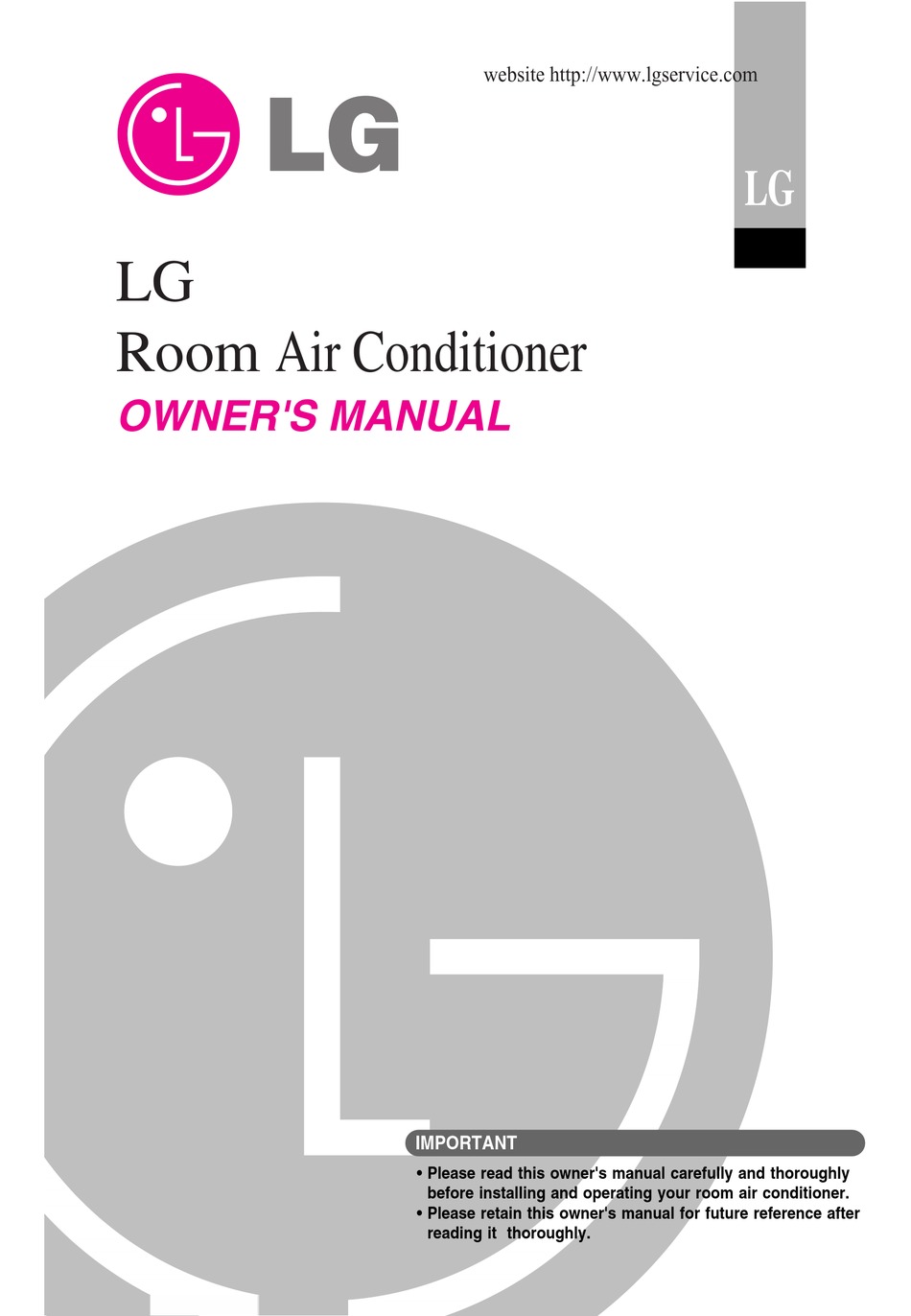 LG ROOM AIR CONDITIONER OWNER