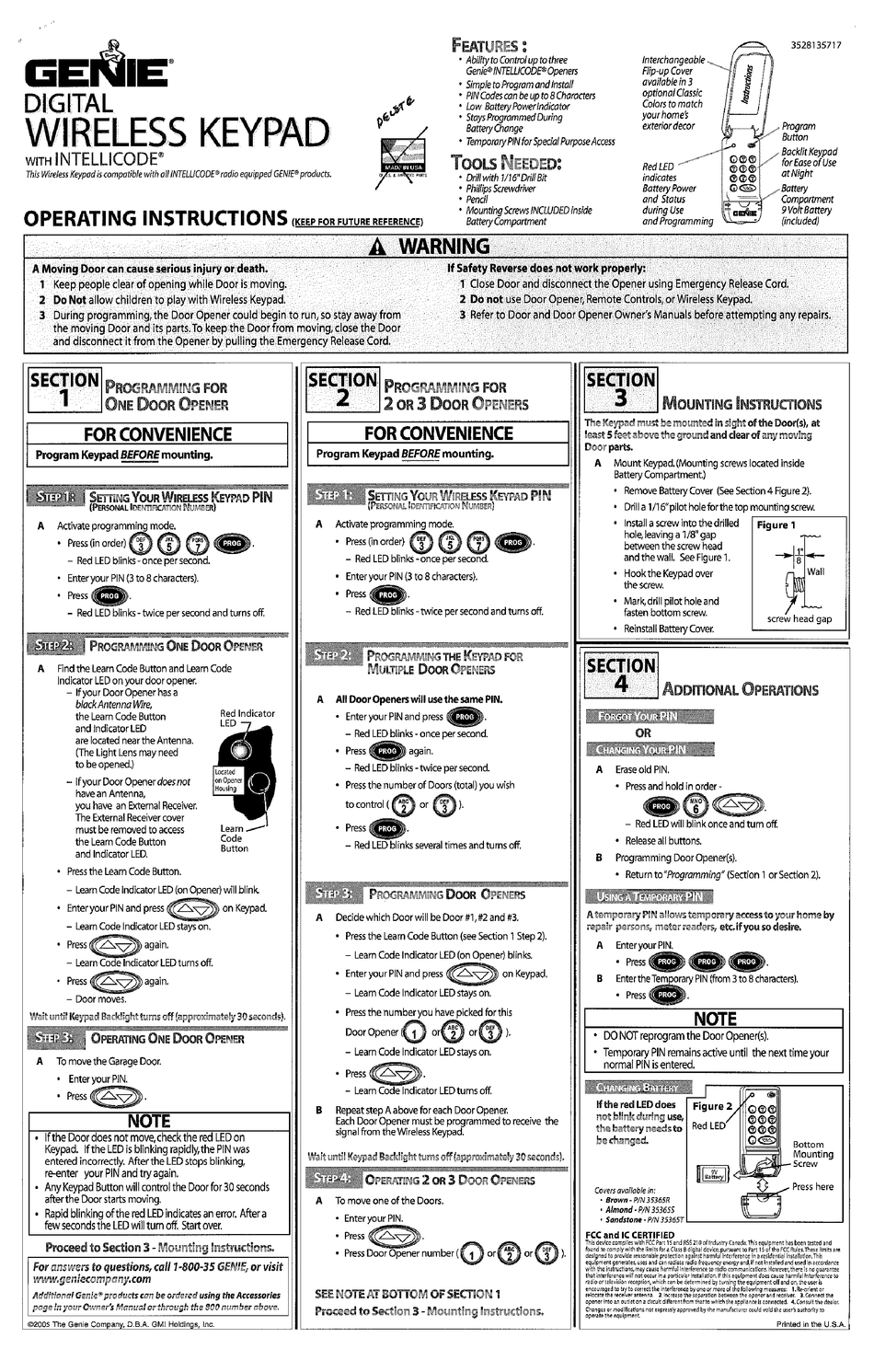 GENIE GWKP-BX OPERATING INSTRUCTIONS Pdf Download | ManualsLib