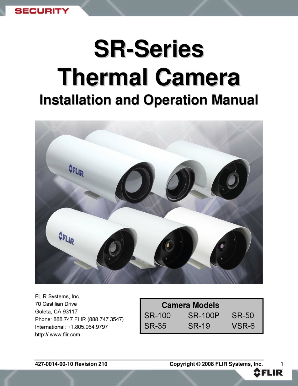 FLIR SR100 INSTALLATION AND OPERATION MANUAL Pdf Download ManualsLib