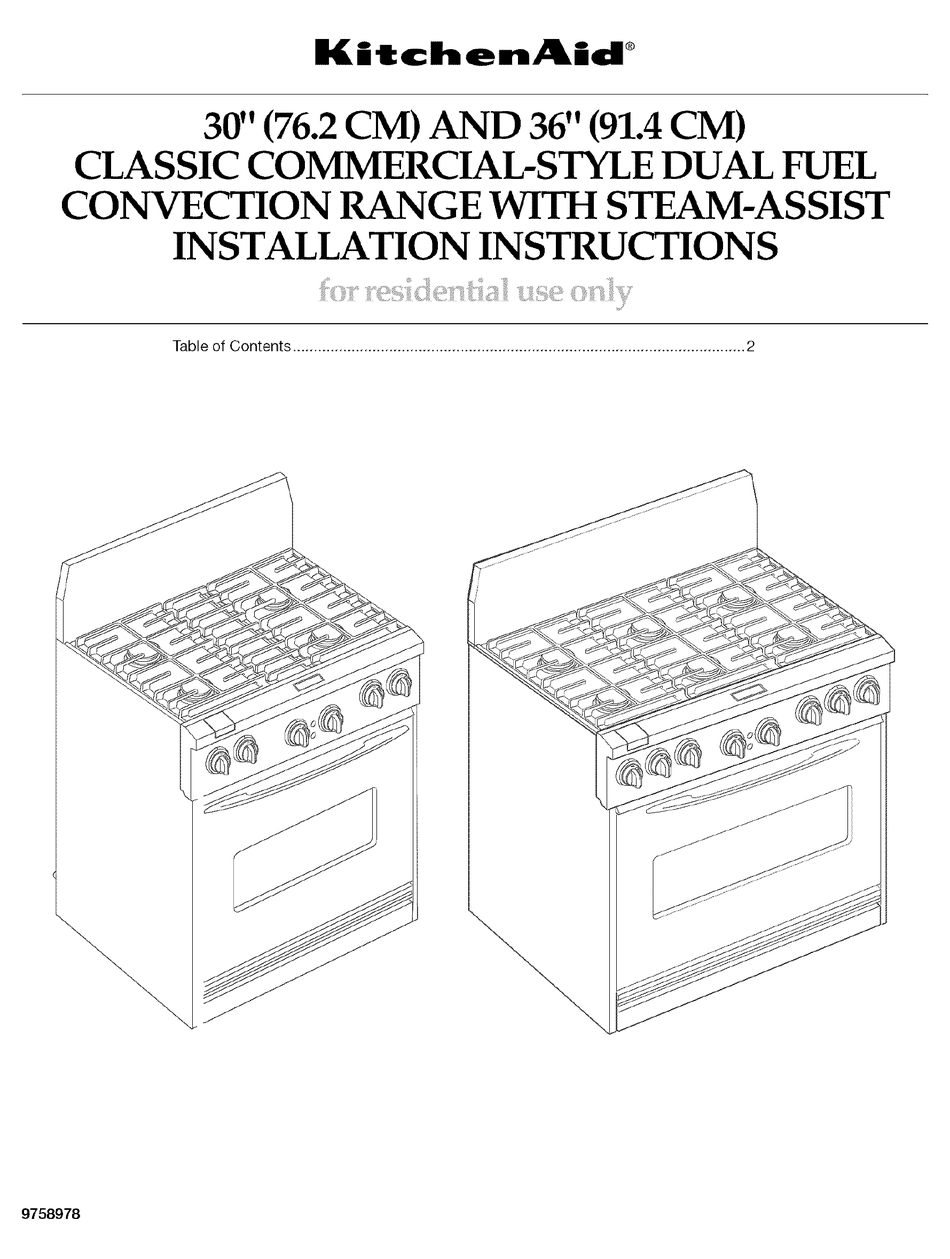 KITCHENAID KDRP767RSS01 INSTALLATION INSTRUCTIONS MANUAL Pdf Download