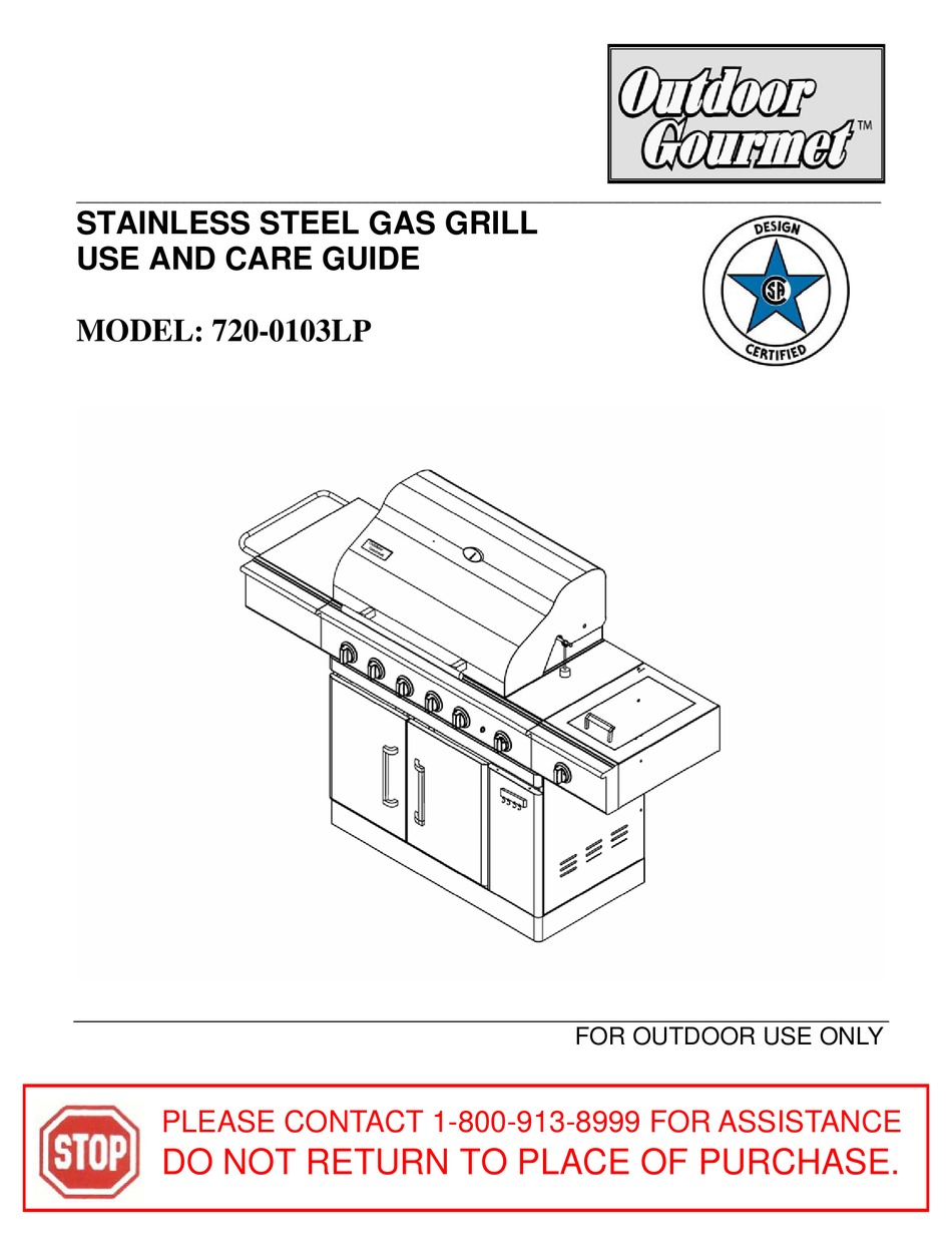 OUTDOOR GOURMET 7200103LP USE AND CARE MANUAL Pdf Download ManualsLib