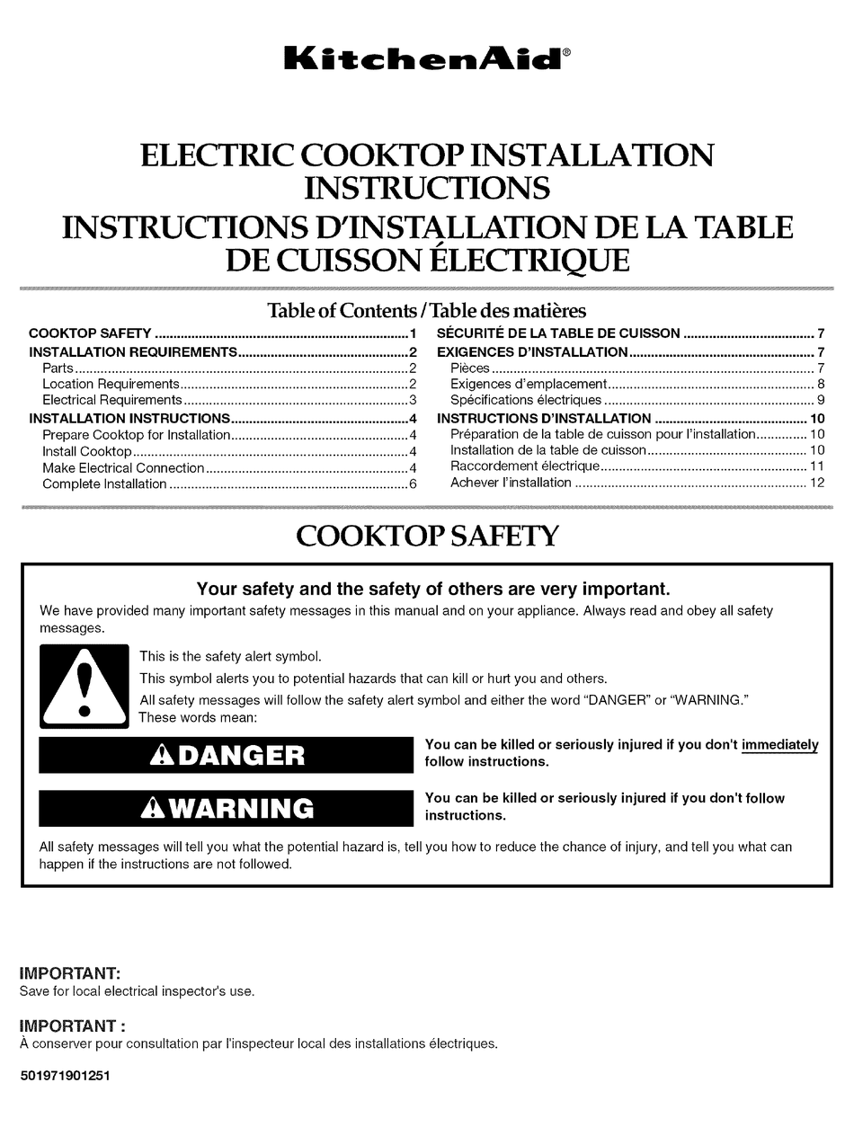 KITCHENAID KECC548BSS0 INSTALLATION INSTRUCTIONS MANUAL Pdf Download