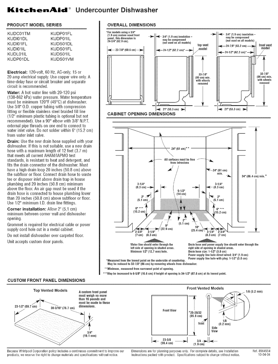 KITCHENAID KUDC01TM INSTALLATION INSTRUCTIONS Pdf Download ManualsLib