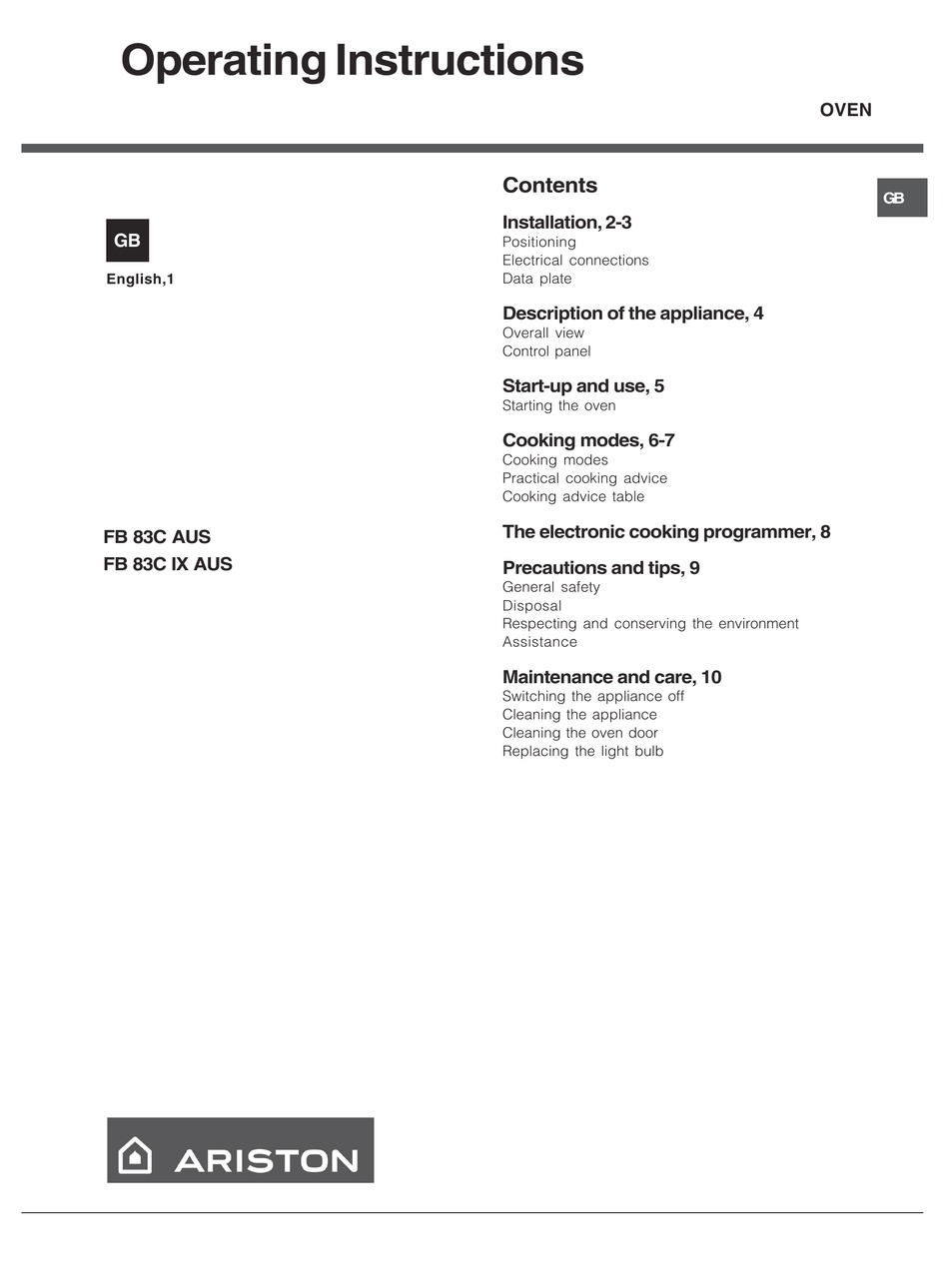 ariston-fb-83c-ix-aus-operating-instructions-manual-pdf-download