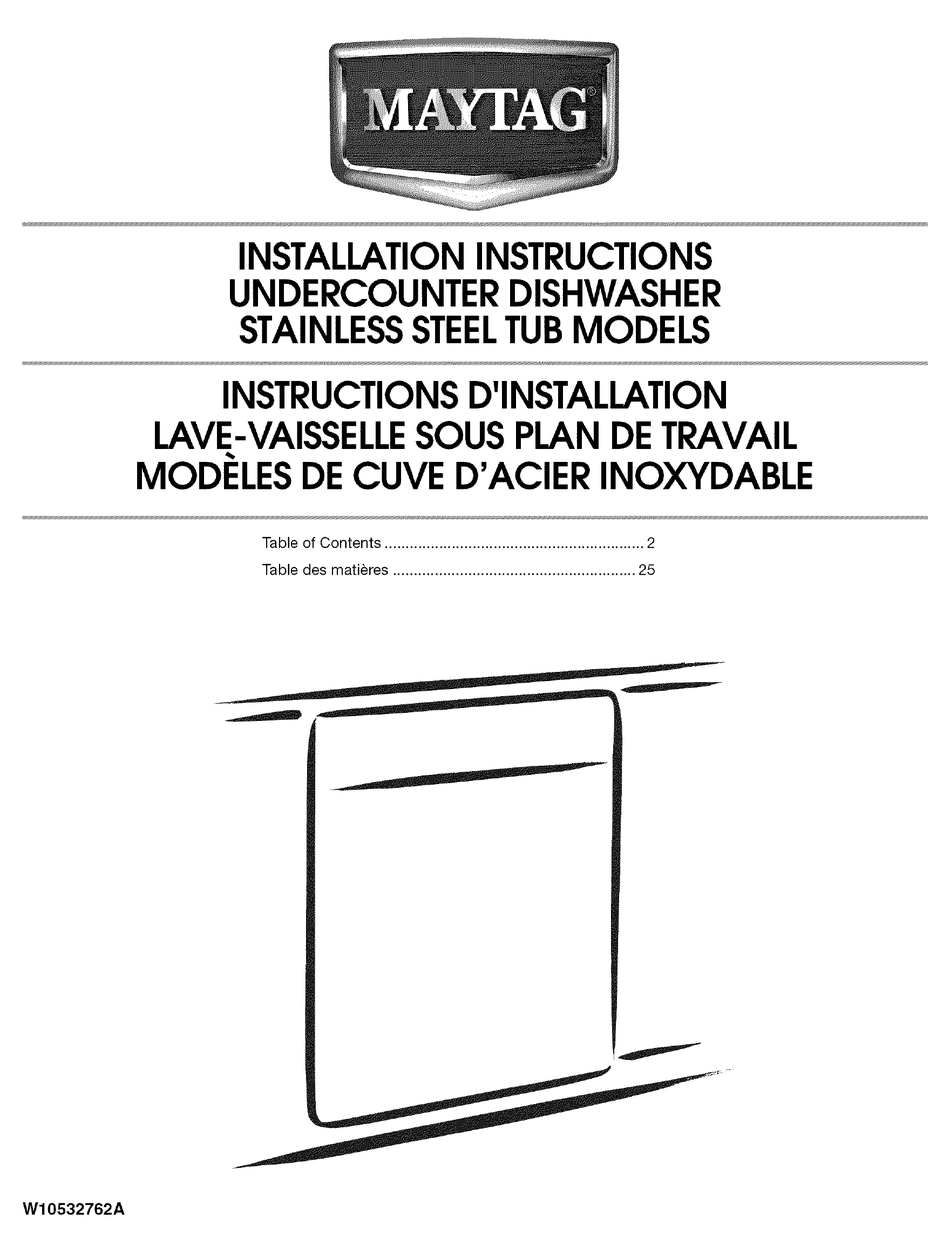 MAYTAG MDB8959SBS2 INSTALLATION INSTRUCTIONS MANUAL Pdf Download