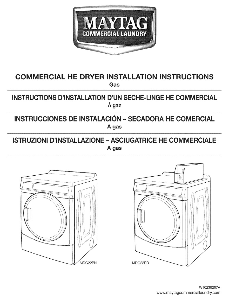 MAYTAG MDG25PNAGW0 INSTALLATION INSTRUCTIONS MANUAL Pdf Download