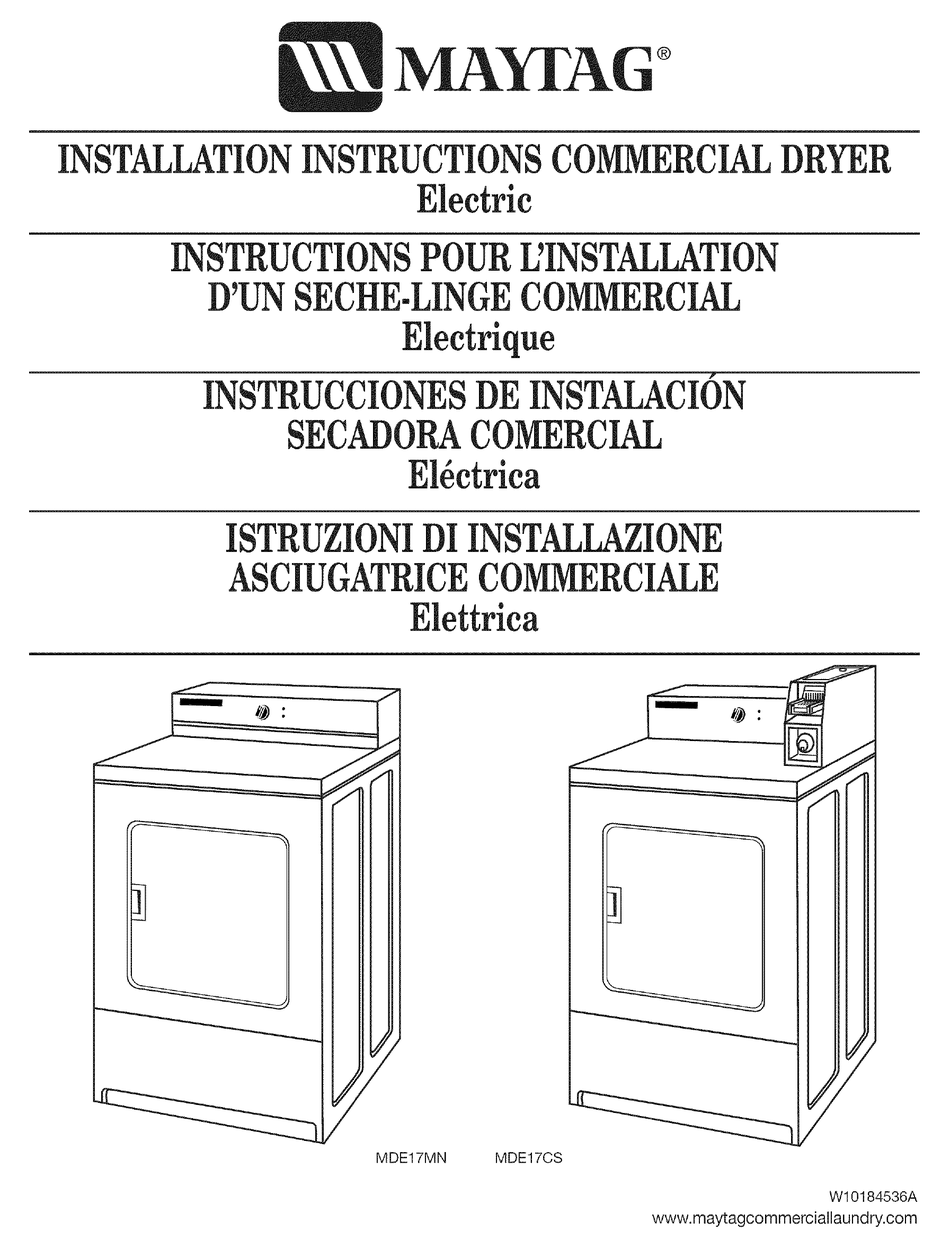 MAYTAG MDE17MN INSTALLATION INSTRUCTIONS MANUAL Pdf Download ManualsLib