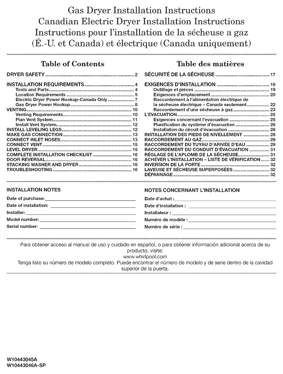 MAYTAG MGDE201YW2 INSTALLATION INSTRUCTIONS MANUAL Pdf Download