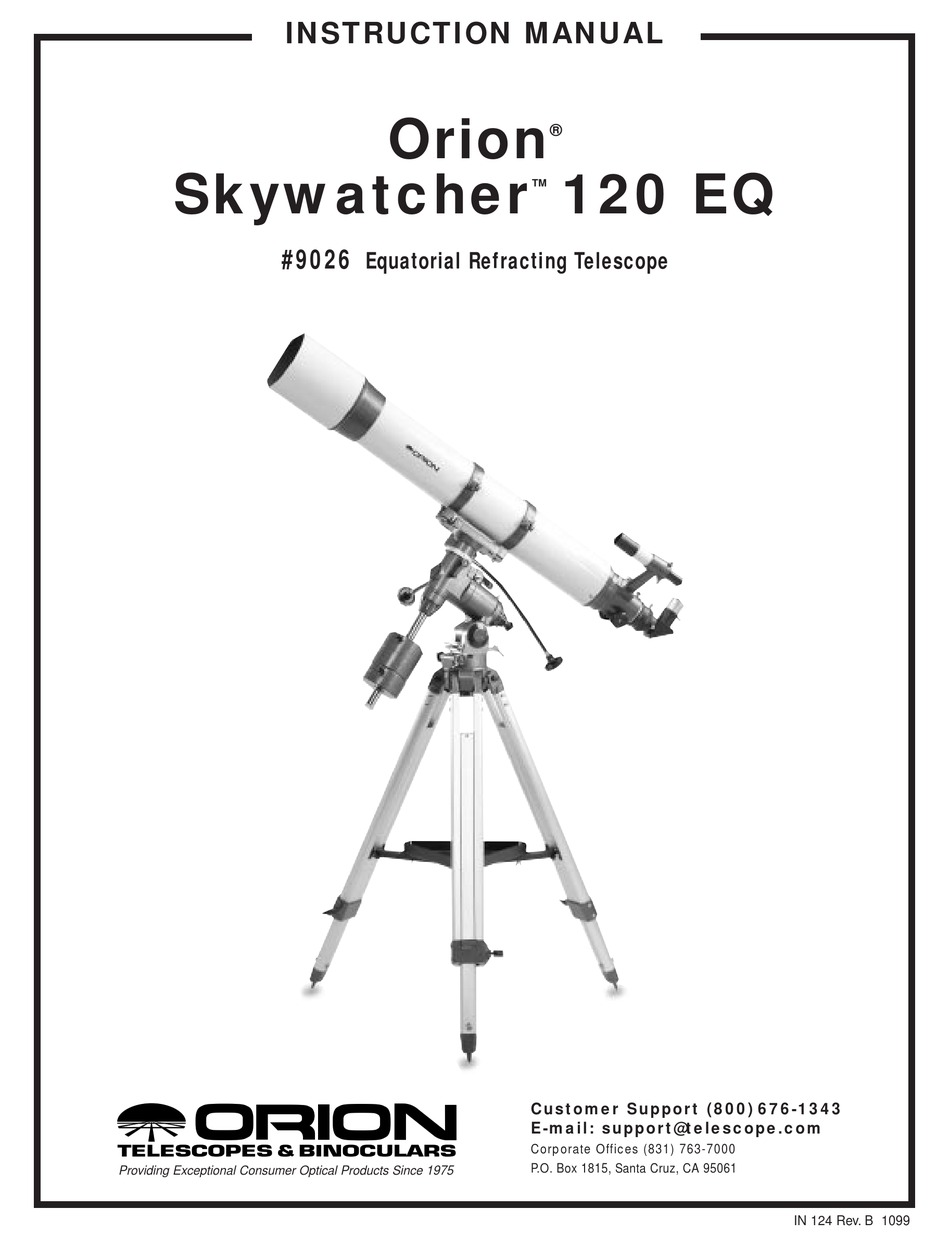 plus gespannen Naar ORION TELESCOPES & BINOCULARS SKYWATCHER 120 EQ 9026 INSTRUCION MANUAL Pdf  Download | ManualsLib