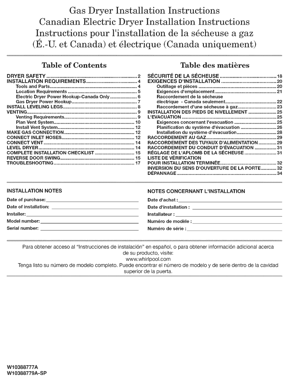 MAYTAG MGDB850WQ1 INSTALLATION INSTRUCTIONS MANUAL Pdf Download