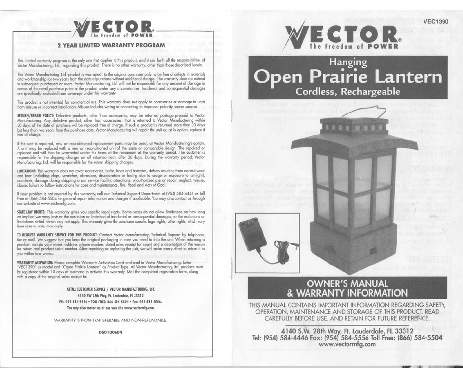 vector manufacturing rechargeable lantern