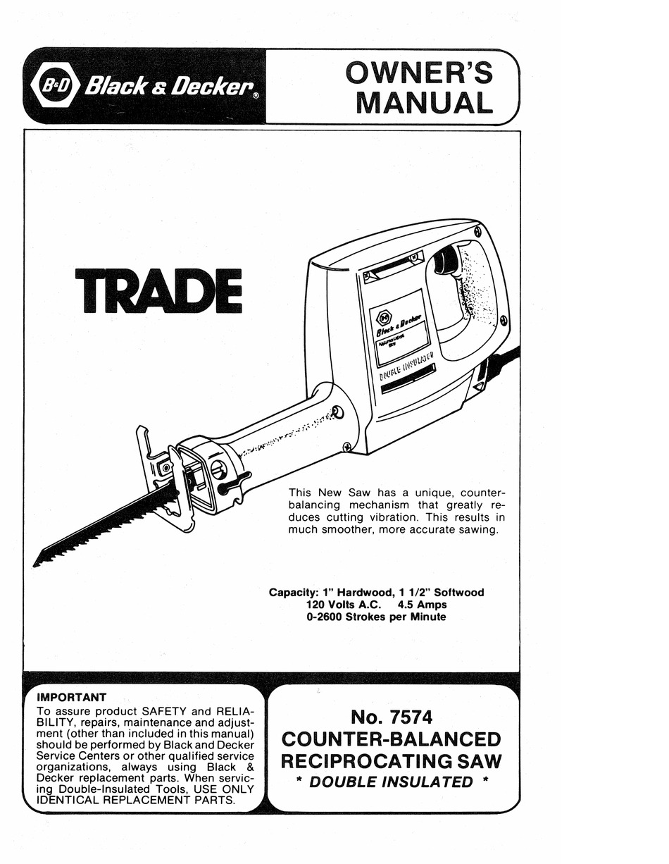 BLACK DECKER 7574 OWNER S MANUAL Pdf Download ManualsLib