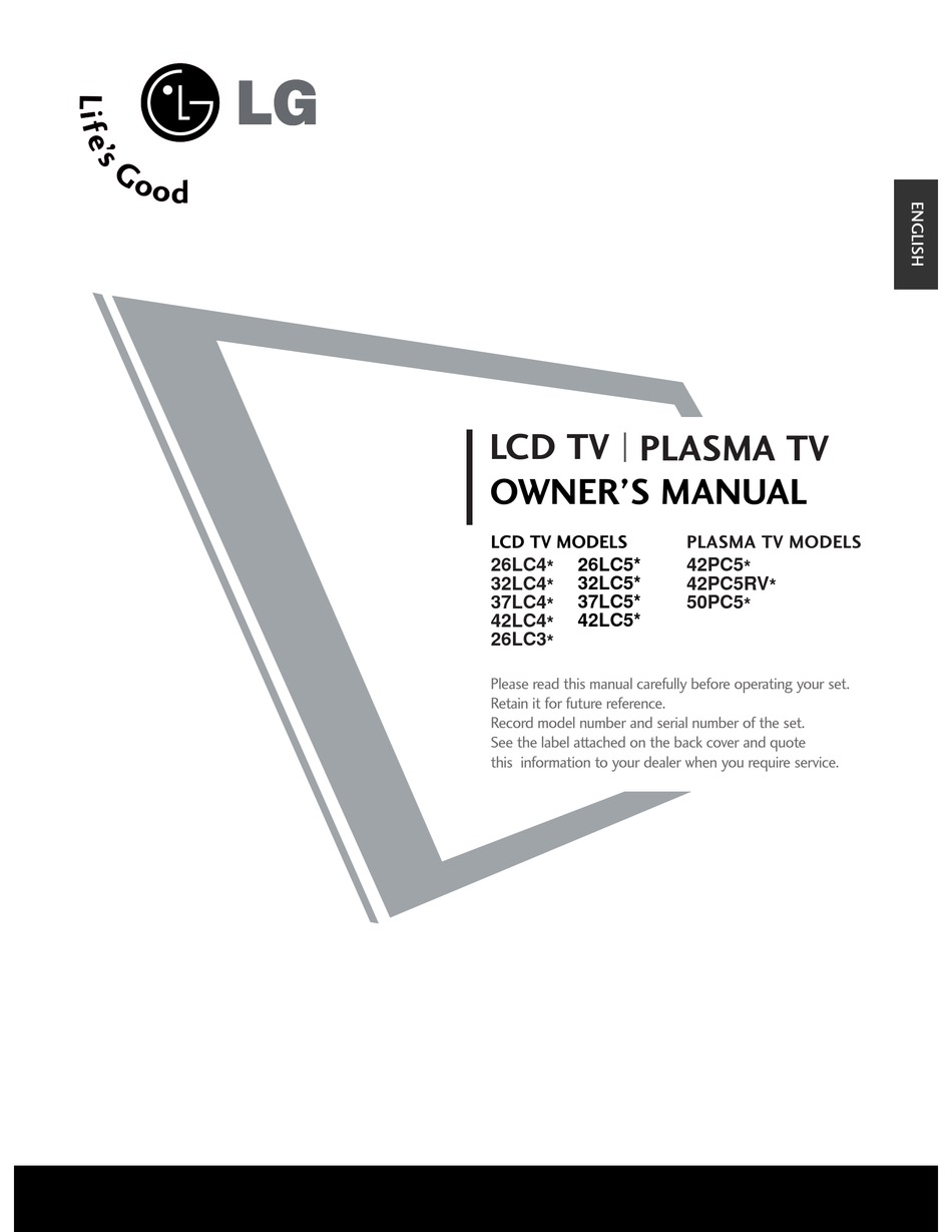 LG 26LC4 SERIES OWNER'S MANUAL Pdf Download ManualsLib
