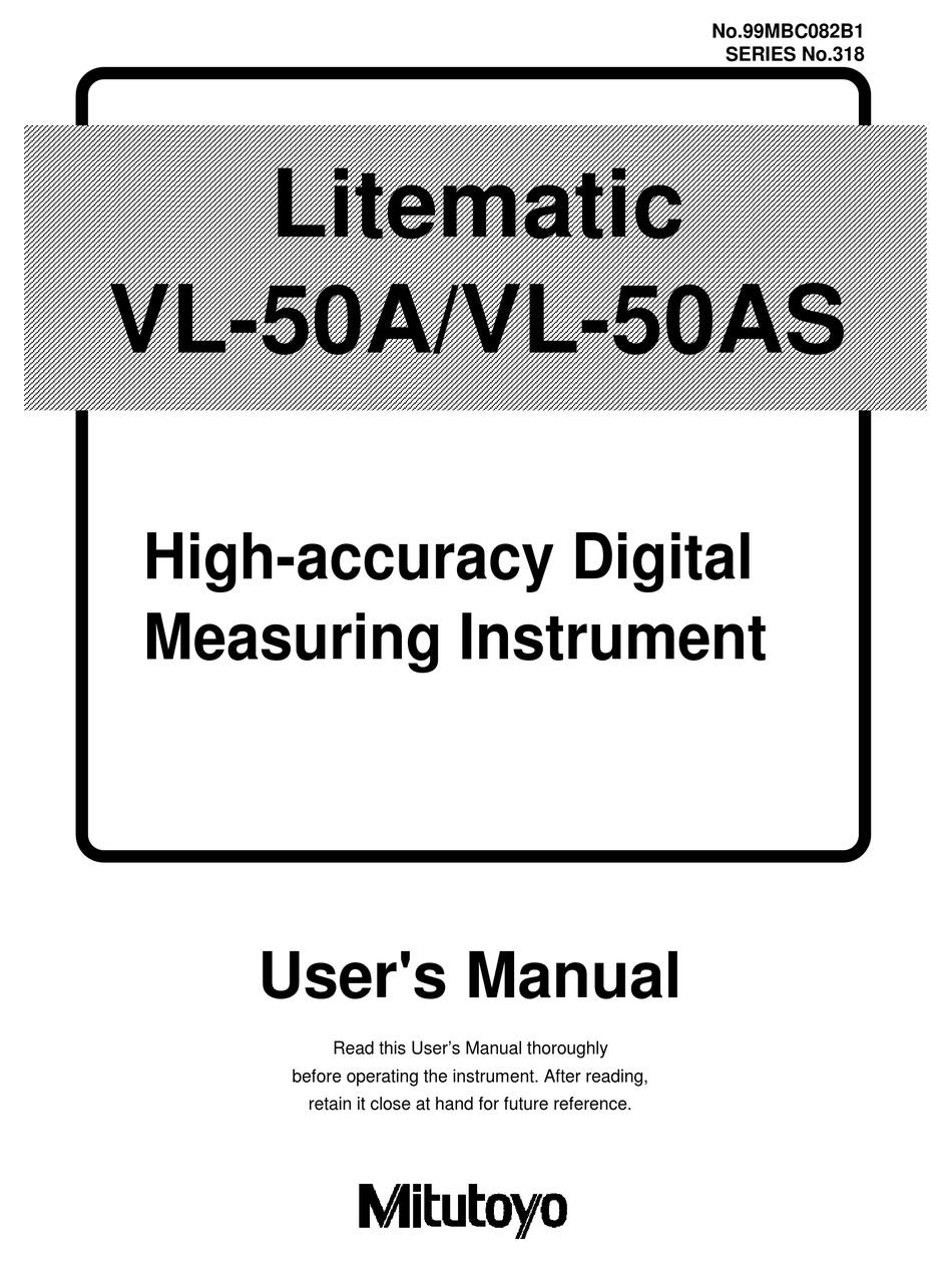 Mitutoyo Litematic Vl 50a User Manual Pdf Download Manualslib