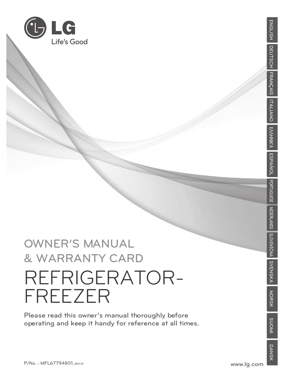 LG REFRIGERATOR- FREEZER OWNER'S MANUAL Pdf Download | ManualsLib